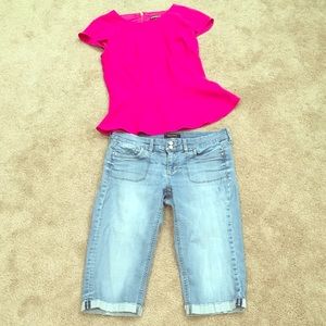 White House Black Market light wash noir cuffed